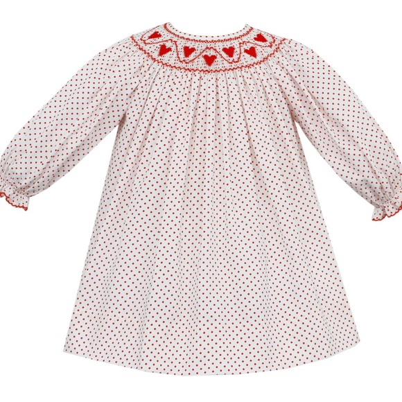 Petit Bebe Other - Smocked Valentines Day Polka Dot Dress